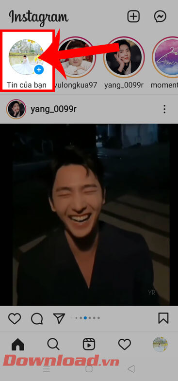 Nhấn vào mục Tin của bạn