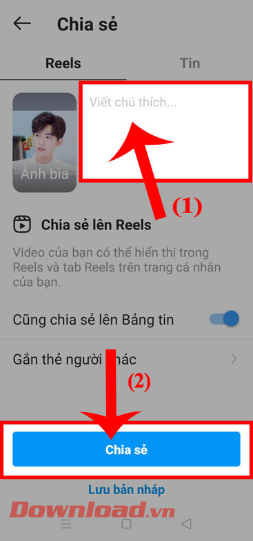 Chạm vào nút Chia sẻ