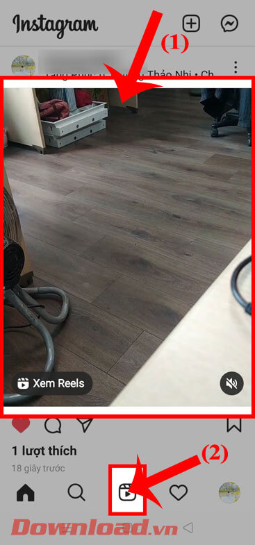 Ấn vào video hoặc biểu tượng Instagram Reels