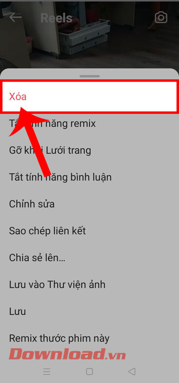 Chạm vào mục Xóa