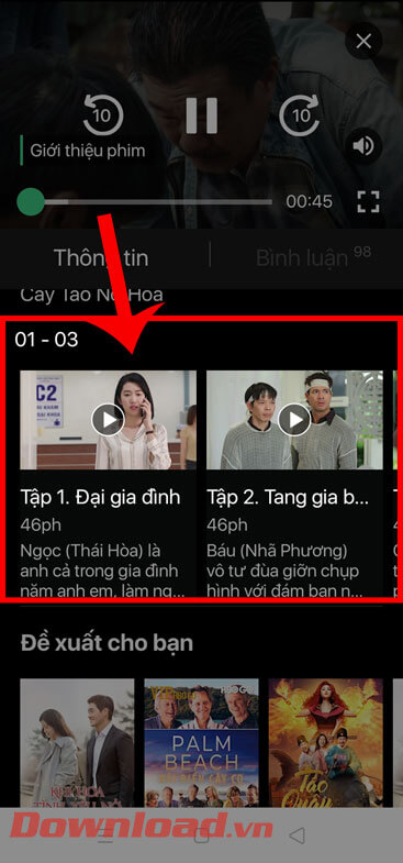 Ấn vào tập phim 