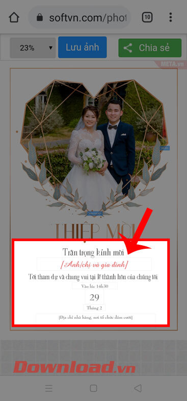 Nhập nội dung của thiệp 