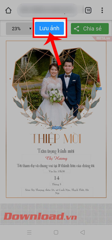 Chạm vào nút Lưu ảnh