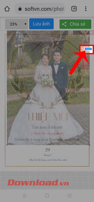 Ấn vào nút Áp dụng ảnh 