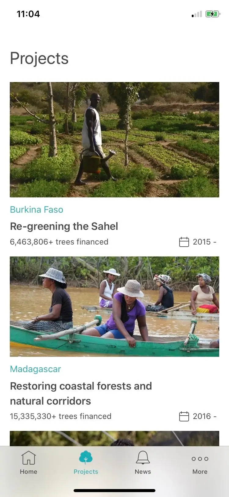 Các dự án trên Ecosia