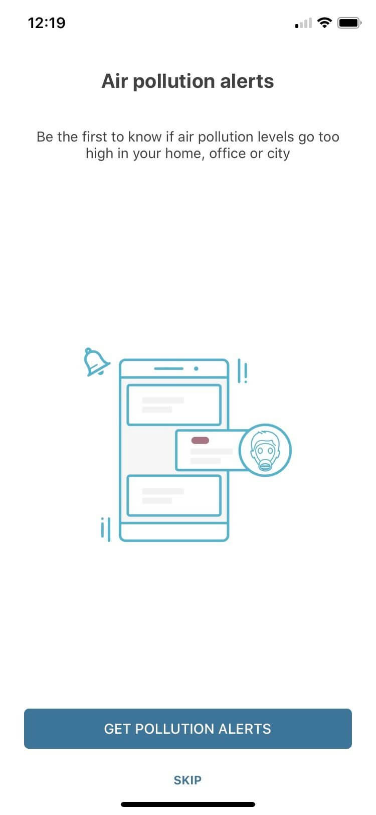 Thông báo chất lượng không khí trên Air Visual