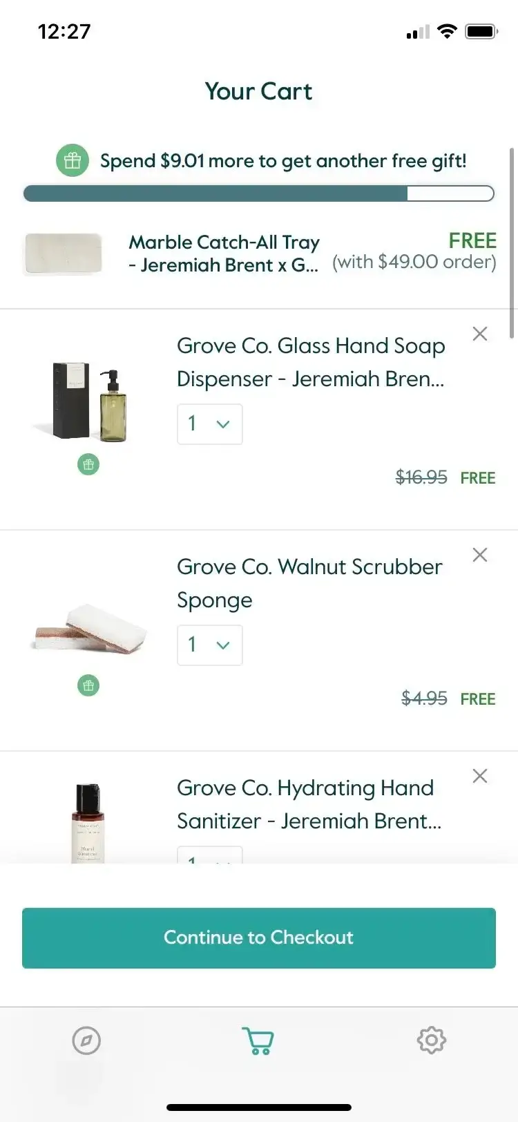 Giỏ hàng trên Grove