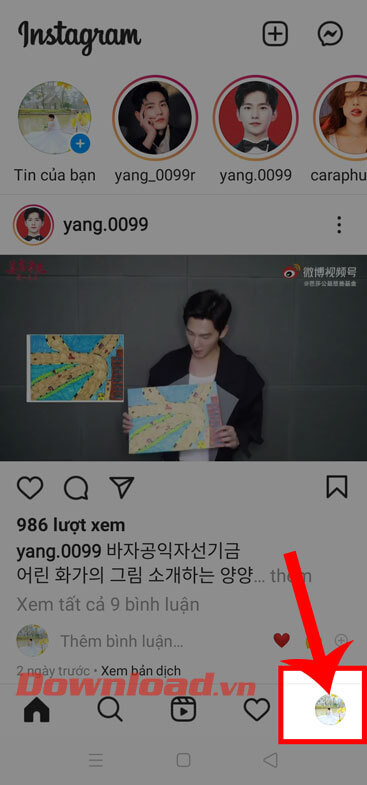 Nhấn vào biểu tượng tài khoản 