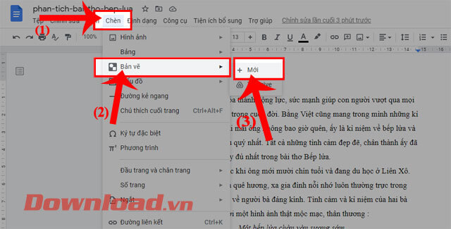 Nhấn vào mục Chèn > Bản vẽ > Mới