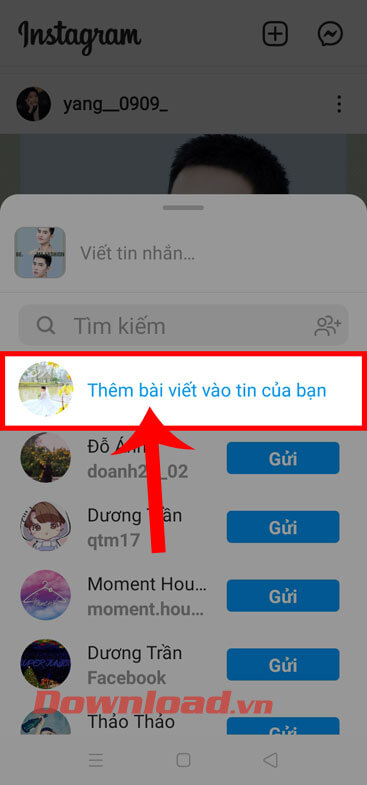 Ấn vào mục Thêm bài viết vào tin của bạn