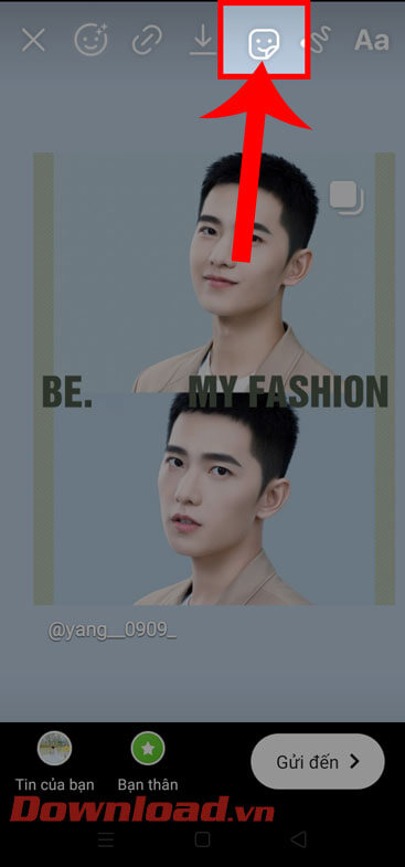 Chạm vào biểu tượng nhãn dán