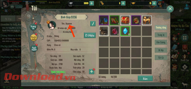 Đã đổi tên nhân vật thành công