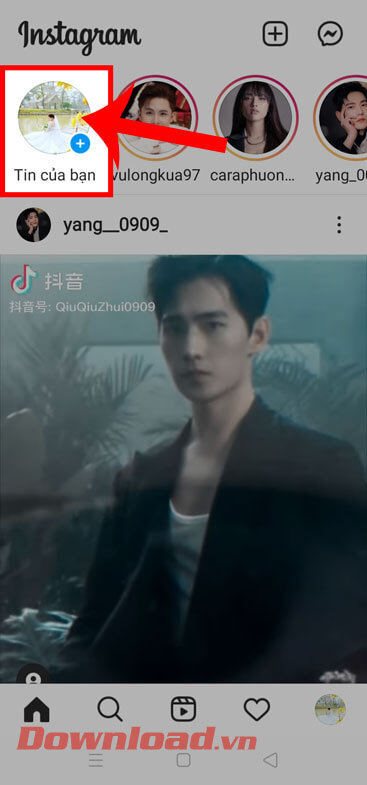 Nhấn vào mục Tin của bạn