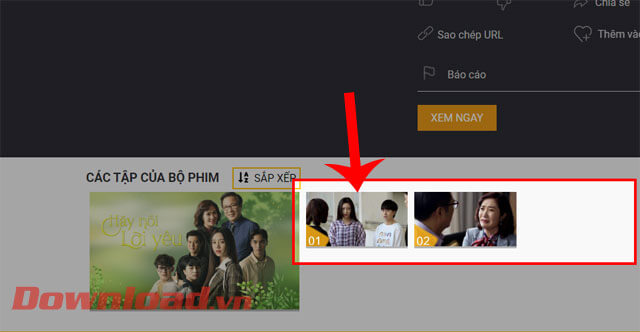 Ấn vào tập phim mà mình muốn xem