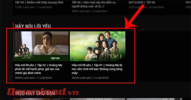 Nhấp chuột vào tập phim cần xem