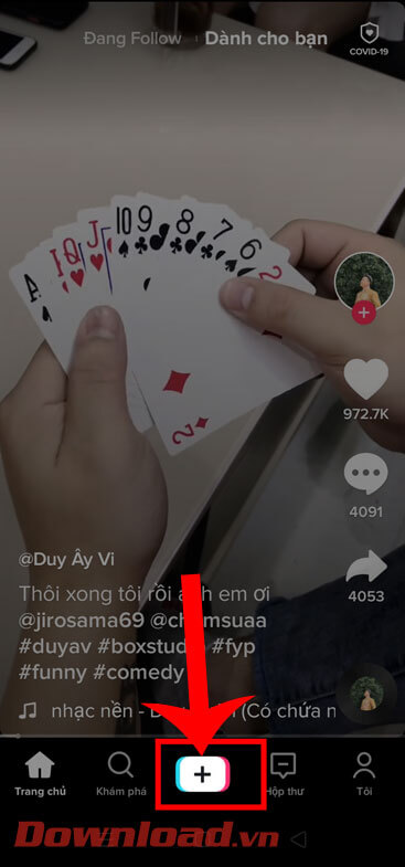 Nhấn vào biểu tượng dấu "+"