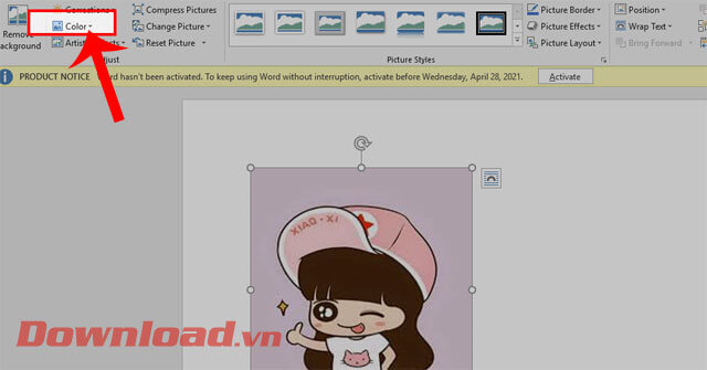 Ấn vào mục Color