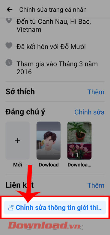 <p><strong>Bước 4:</strong> Kéo màn hình xuống phía cuối cùng, rồi chạm vào nút C<strong>hỉnh sửa thông