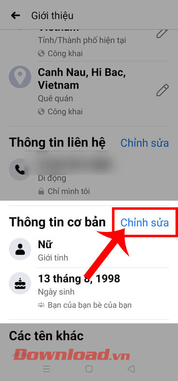 <p><strong>Bước 5:</strong> Tiếp tục vuốt màn hình xuống phía dưới đến mục <em>Thông tin cơ bản</em>