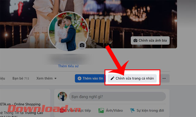 <p><strong>Bước 2:</strong> Ở <em>Trang cá nhân</em> của mình, hãy click chuột vào nút C<strong>hỉnh