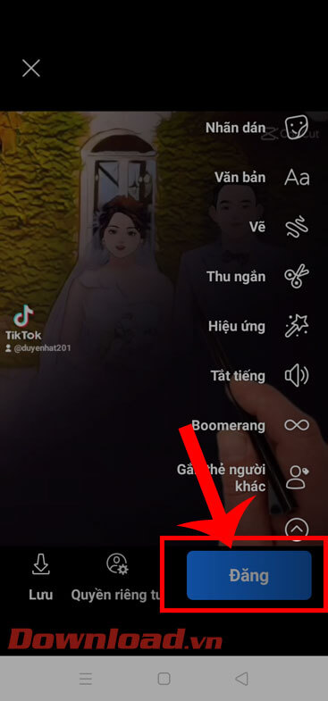 Chạm vào nút Đăng