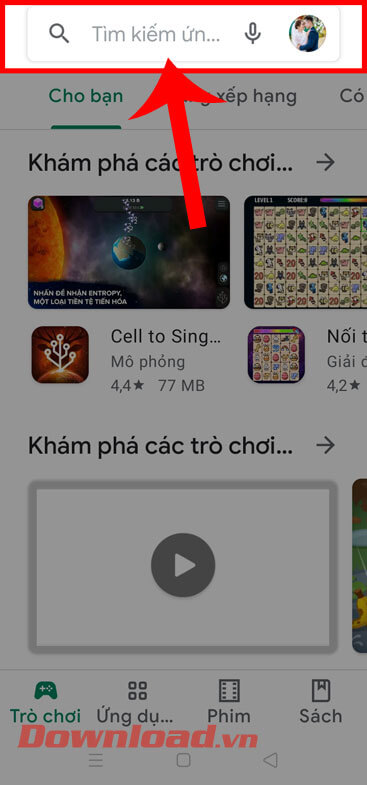 <p><strong>Bước 2:</strong> Tại trang chủ của ứng dụng, nhấn vào <strong>ô tìm kiếm</strong> ở phía