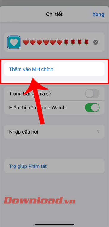 Chạm vào mục Thêm vào MH chính