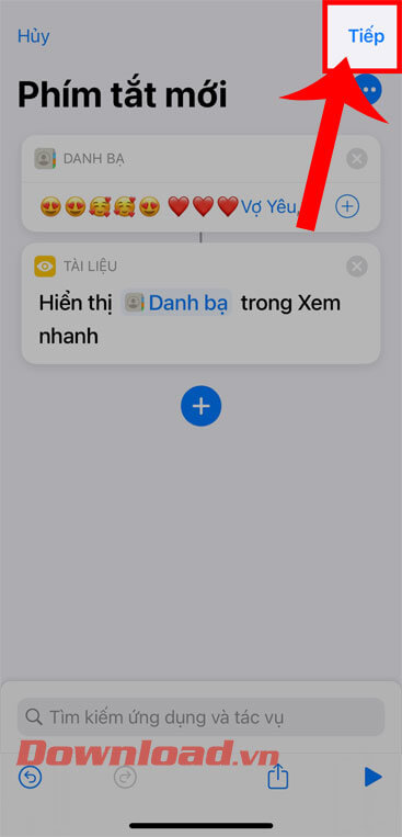 Ấn vado nút Tiếp