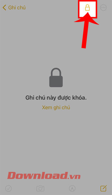 Nhấn vào biểu tượng ổ khóa