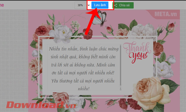 Ấn nút Lưu ảnh
