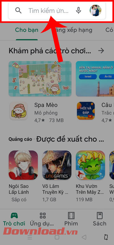 <p><strong>Bước 2:</strong> Tại trang chủ của ứng dụng, ấn vào <strong>ô tìm kiếm</strong> ở phía trên