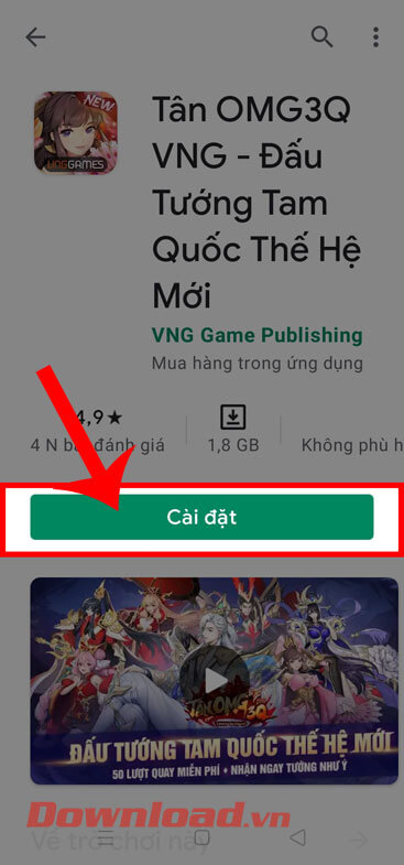 <p><strong>Bước 4:</strong> Tiếp theo, hãy chạm vào nút <strong>Cài đặt.</strong></p>