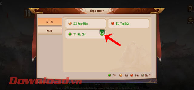 <p><strong>Bước 3:</strong> Tại đây, có rất nhiều máy chủ cho người chơi lựa chọn, chạm vào <strong>tên