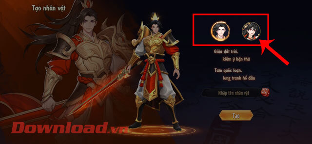 <p><strong>Bước 5:</strong> Lúc này tại màn hình <em>Tạo nhân vật</em>, các bạn hãy <strong>chọn nhân