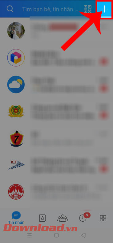 Nhấn vào biểu tượng dấu "+"