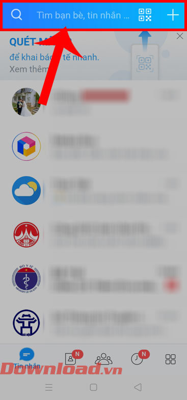 Nhấn vào ô tìm kiếm