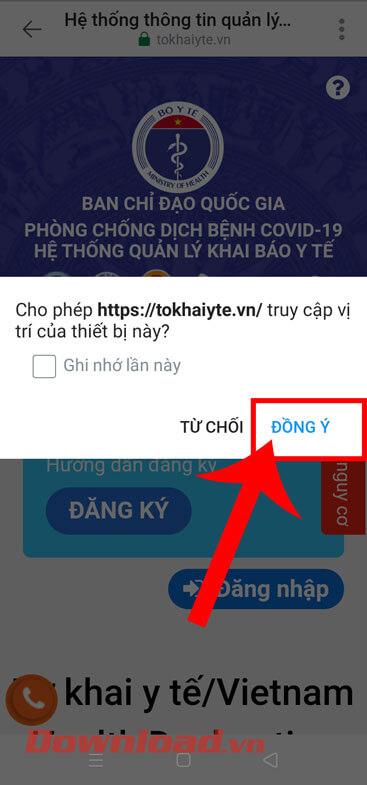 Chạm vào nút Đồng ý