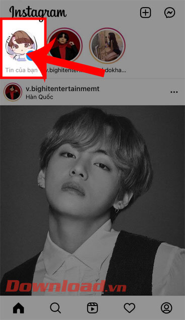 Nhấn vào mục Tin của bạn 