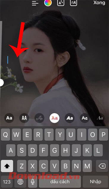 Nhập nội dung dòng chữ