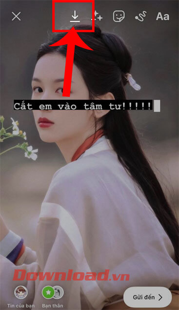 Ấn vào biểu tượng mũi tên đi xuống