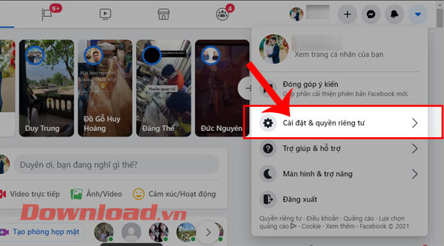 <p><strong>Bước 2: </strong>Tiếp theo, click chuột vào mục <strong>Cài đặt &amp; Quyền riêng tư.</strong></p>