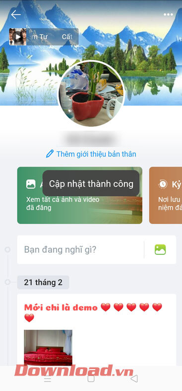 <p><strong>Bước 6:</strong> Chờ một lát để hệ thống cập nhật lại ảnh bìa Zalo mới cho mình.</p>