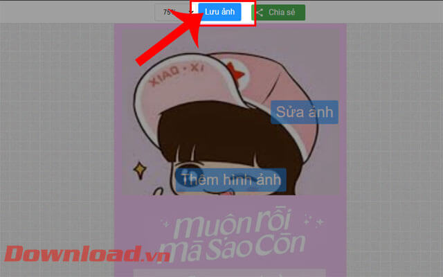 Click chuột vào nút Lưu ảnh