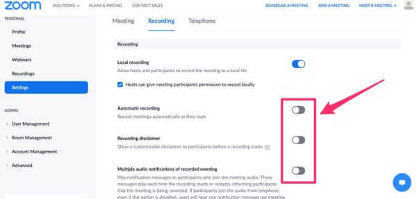 Cài đặt ghi hình trên Zoom