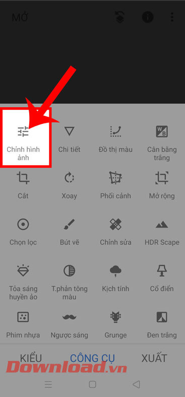 Ấn vào mục Chỉnh hình ảnh 