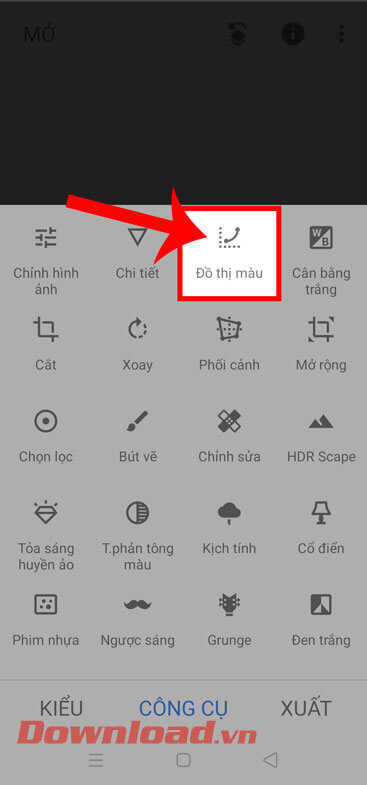 Nhấn vào mục Đồ thị màu 