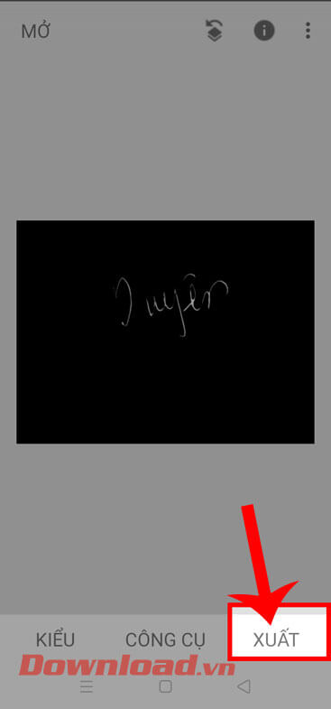 Ấn vào mục Xuất