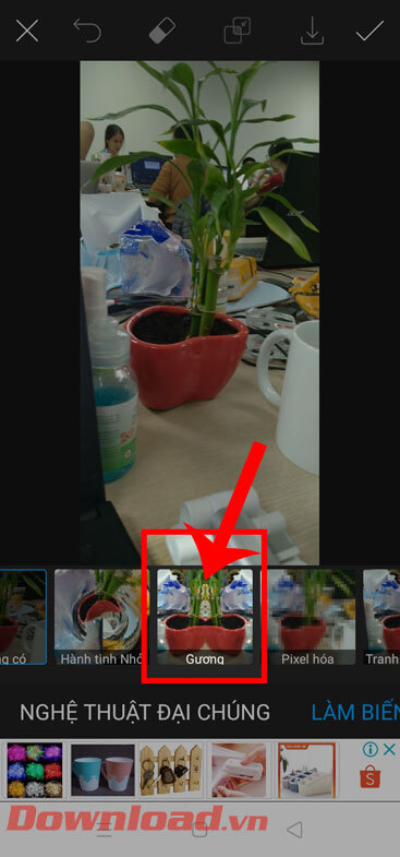 Nhấn vào mục Gương 