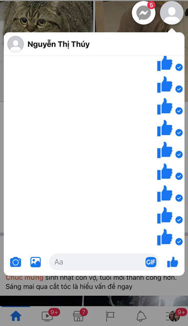 Bong bóng chat đã được bật