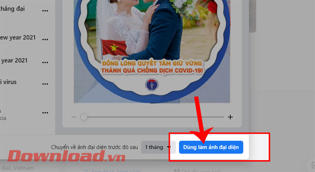 <p><strong>Bước 6:</strong> Sau khi đã chèn khung hình vào ảnh, thì nhấp chuột vào nút <strong>Dùng